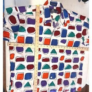 Vintage 417 Van Heusen Short Sleeve Geometric Colorful Funky Shirt Size Large